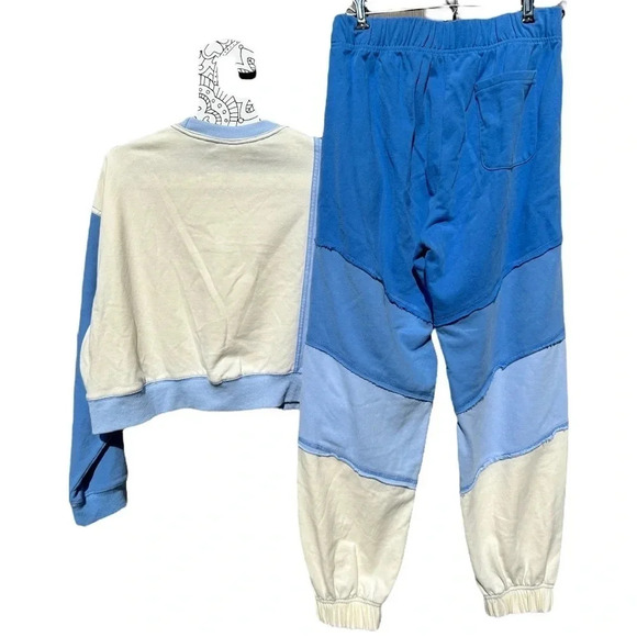 The GREii Velour/Velvet Blue Colorblock Tracksuit Lounge Retro Women’s Size S - Picture 8 of 15